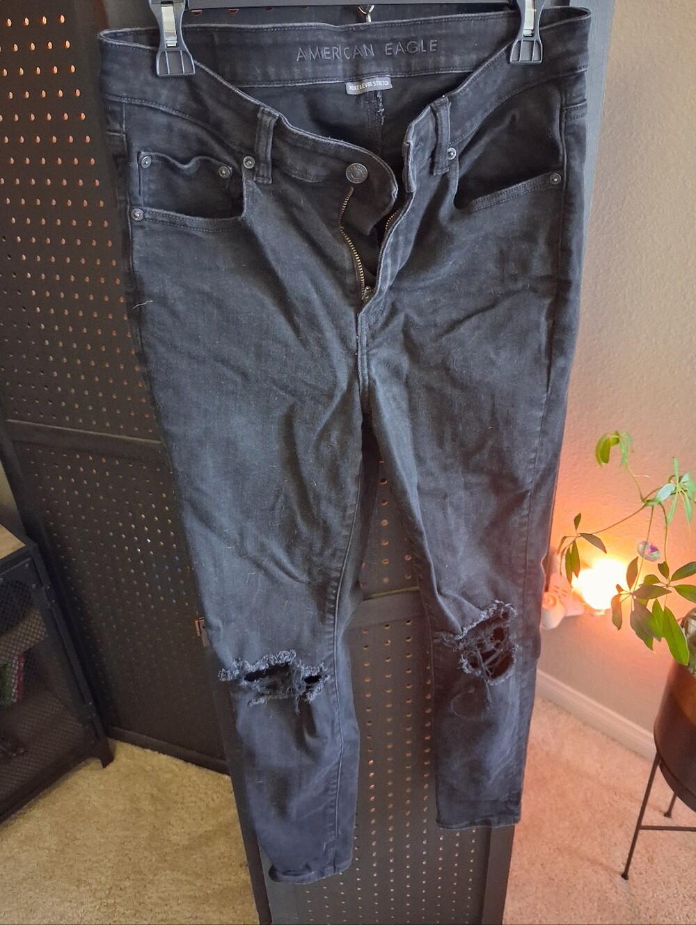 American Eagle Outfitters Black Ripped Skinny Jeans